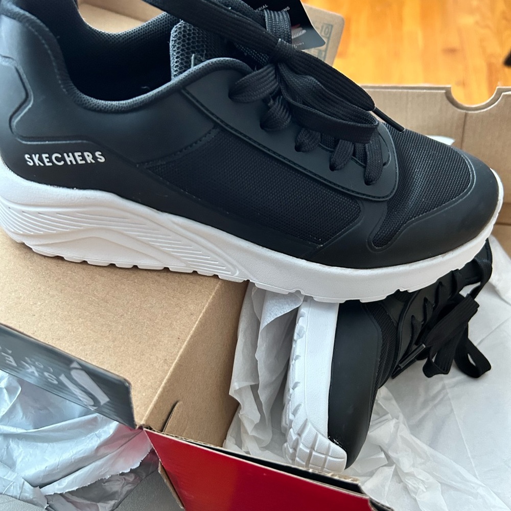 Skechers Black and White Athletic Shoes